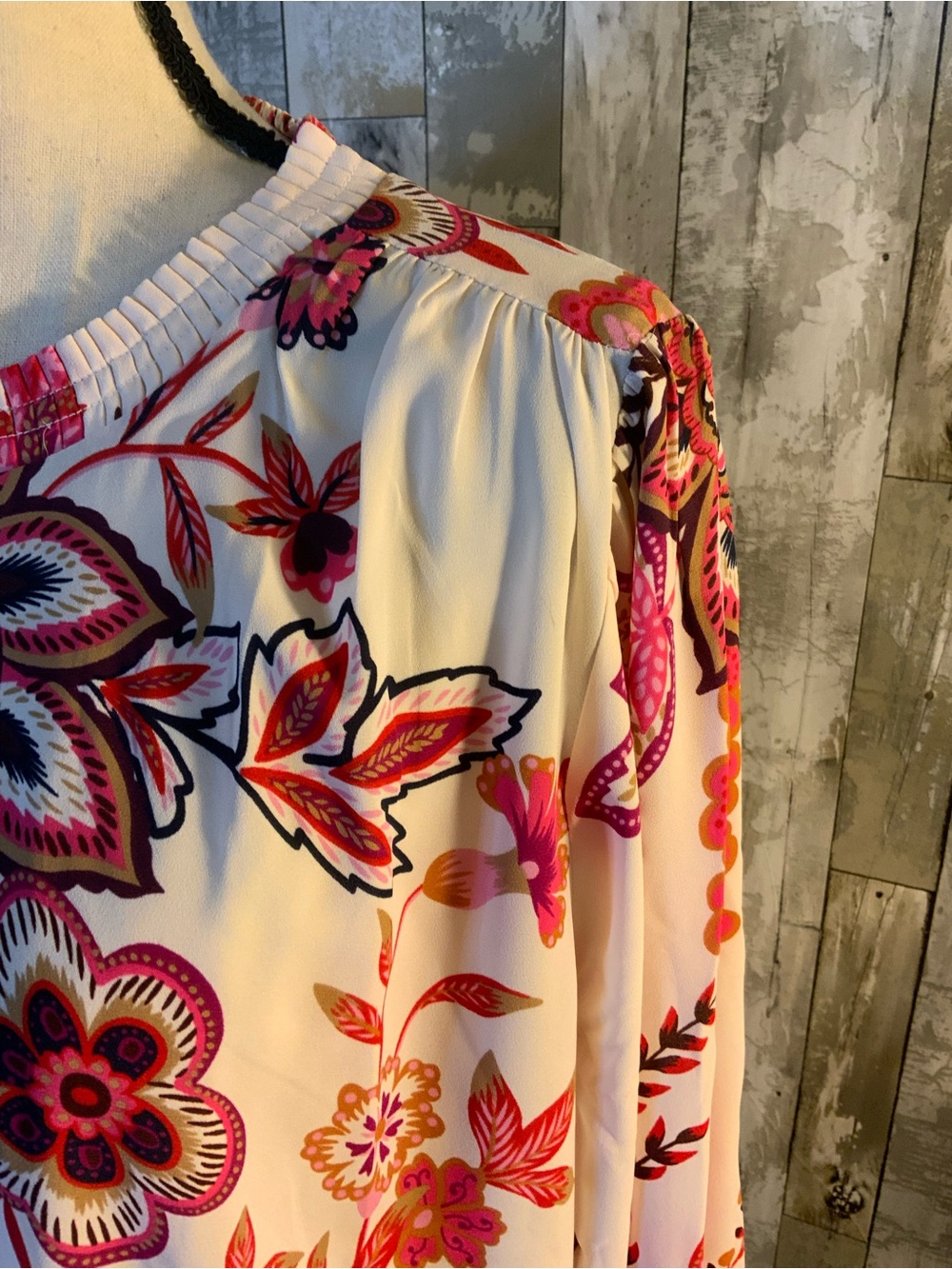 LOFT White Blouse with Pink Floral Print - Picture 3 of 5